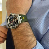 Maurice Lacroix Aikon Chronograph Black Dial Green Leather Strap Watch for Men - AI1018-PVB21-330-1 Authentic Buy Shop Now