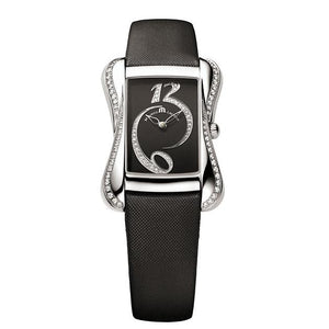 Maurice Lacroix Fiaba Black Dial with Diamonds Black Leather Strap Watch for Women - DV5012-SD531-350 Authentic Buy Shop Now