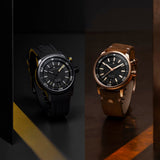 Maurice Lacroix Pontos S Diver Automatic Black Dial Brown Leather Strap Watch For Men - PT6248-BRZ01-330-2 Authentic Buy Shop Now