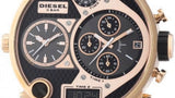 Diesel Big Daddy Gold & Black Dial Black Leather Strap Watch For Men - DZ7261 Authentic Buy Shop Now