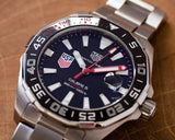 Tag Heuer Aquaracer Automatic Match Timer Black Dial Silver Steel Strap Watch for Men - WAY201G.BA0927 Authentic Buy Shop Now