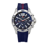 Tommy Hilfiger Nolan Chronograph Blue Dial Blue Rubber Strap Watch for Men - 1791142 Authentic Buy Shop Now