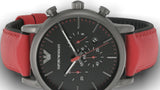 Emporio Armani Luigi Chronograph Black Dial Red Leather Strap Watch For Men - AR1971 Authentic Buy Shop Now