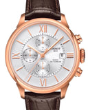 Tissot Des Tourelles Chronograph Silver Dial Brown Leather Strap Watch For Men - T099.427.36.038.00 Authentic Buy Shop Now