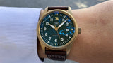 IWC Pilot's Watch Automatic Spitfire Green Dial Brown Leather Strap Watch for Men - IW326802 Authentic Buy Shop Now