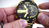 Diesel Mr Daddy 2.0 Chronograph Black Dial Gold Steel Strap Watch For Men - DZ7333 Authentic Buy Shop Now