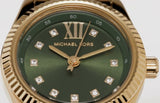 Michael Kors Lexington Pave Three-Hand Green Dial Gold Steel Strap Watch for Women - MK4842 Authentic Buy Shop Now