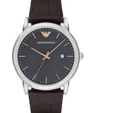 Emporio Armani Luigi Quartz Gray Dial Brown Leather Strap Watch For Men - AR1996 Authentic Buy Shop Now