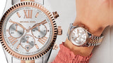 Michael Kors Lexington Chronograph Silver Dial Two Tone Steel Strap Watch for Women - MK5735 Authentic Buy Shop Now