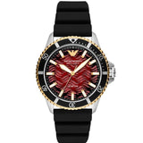 Emporio Armani Meccanico Automatic Red Dial Black Silicon Strap Watch For Men - AR60070 Authentic Buy Shop Now