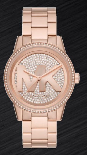 Michael Kors Ritz Analog Crystals Silver Dial Rose Gold Steel Strap Watch for Women - MK6863 Authentic Buy Shop Now