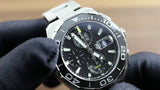 Tag Heuer Aquaracer Quartz Chronograph Black Dial Silver Steel Strap Watch for Men - CAY111A.BA0927 Authentic Buy Shop Now