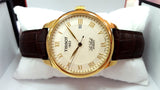 Tissot T Classic Le Locle Automatic Gold Dial Maroon Leather Strap Watch For Men - T41.5.413.73 Authentic Buy Shop Now
