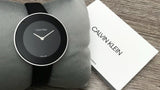 Calvin Klein Chic Black Dial Black Leather Strap Watch for Women - K7N23CB1 Authentic Buy Shop Now