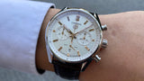 Tag Heuer Carrera Chronograph White Dial Brown Leather Strap Watch for Men - CBN2013.FC6483