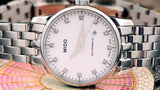 Mido Baroncelli III Automatic Diamonds White Dial Silver Steel Strap Watch For Women - M7600.4.66.1 Authentic Buy Shop Now