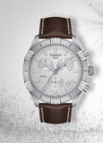Tissot PR 100 Sport Quartz Chronograph Silver Dial Brown Leather Strap Watch For Men - T101.617.16.031.00 Authentic Buy Shop Now