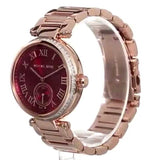 Michael Kors Skylar Maroon Dial Rose Gold Steel Strap Watch for Women - MK6086 Authentic Buy Shop Now