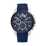 Tommy Hilfiger Decker Quartz Blue Dial Blue Rubber Strap Watch for Men - 1791350 Authentic Buy Shop Now