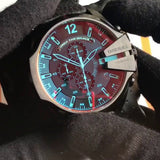 Diesel Mega Chief Chronograph Black Dial Black Leather Strap Watch For Men - DZ4323 Authentic Buy Shop Now