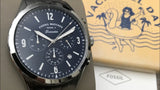 Fossil Forrester Chronograph Black Dial Grey Steel Strap Watch for Men - FS5606 Authentic Buy Shop Now