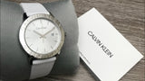 Calvin Klein Steady Silver Dial White Leather Strap Watch for Women - K7Q211L6 Authentic Buy Shop Now