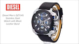 Diesel BAMF Chronograph Black Dial Black Leather Strap Watch For Men - DZ7345 Authentic Buy Shop Now
