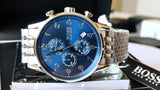 Hugo Boss Navigator Chronograph Blue Dial Silver Steel Strap Watch for Men - 1513498 Authentic Buy Shop Now