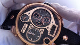 Diesel Big Daddy Gold & Black Dial Black Leather Strap Watch For Men - DZ7261 Authentic Buy Shop Now