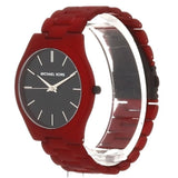 Michael Kors Slim Runway Quartz Black Dial Red Steel Strap Watch for Men - MK8712 Authentic Buy Shop Now