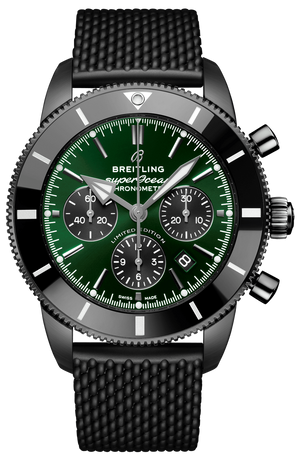 Breitling Superocean Heritage B01 Chronograph 44 Green Dial Black Mesh Bracelet Watch for Men - MB01621A1L1S1 Authentic Buy Shop Now