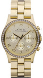 Marc Jacobs Henry Chronograph Gold Dial Gold Steel Strap Watch for Women - MBM3105 Authentic Buy Shop Now