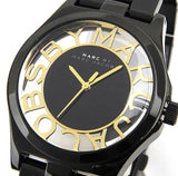 Marc Jacobs Henry Transparent Black Dial Black Steel Strap Watch for Women - MBM3255 Authentic Buy Shop Now