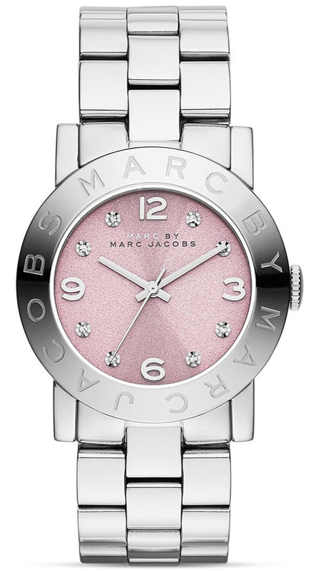 Marc Jacobs Amy Life Pink Dial Silver Steel Strap Watch for Women - MBM3300 Authentic Buy Shop Now