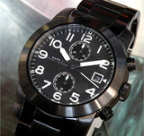 Marc Jacobs Larry Chronograph Black Dial Gunmetal Grey Steel Strap Watch for Men - MBM5031 Authentic Buy Shop Now