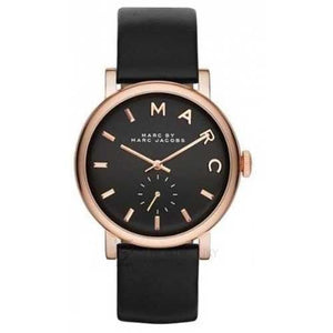 Marc Jacobs Baker Black Dial Black Leather Strap Watch for Women - MBM8633 Authentic Buy Shop Now