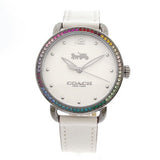 Coach Delancey Crystals White Dial White Leather Strap Watch For Women - 14502888 Authentic Buy Shop Now