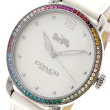 Coach Delancey Crystals White Dial White Leather Strap Watch For Women - 14502888 Authentic Buy Shop Now