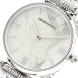 Emporio Armani Gianni T Bar White Marble Dial Silver Steel Strap Watch For Women - AR11170 Authentic Buy Shop Now