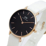 Daniel Wellington Classic Petite Dover Black Dial White NATO Strap Watch For Women - DW00100314 Authentic Buy Shop Now
