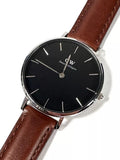 Daniel Wellington Classic Petite St Mawes Black Dial Brown Leather Strap Watch For Women - DW00100181 Authentic Buy Shop Now