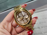 Guess G-Twist Gold Dial Gold Steel Strap Watch for Women - W1082L2 Authentic Buy Shop Now