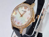 Emporio Armani Cleo Three-Hand Mother of Pearl Dial Black Leather Strap Watch For Women - AR11485 Authentic Buy Shop Now