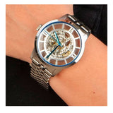 Fossil Townsman Automatic Skeleton Silver Dial Silver Steel Strap Watch for Men - ME3044 Authentic Buy Shop Now
