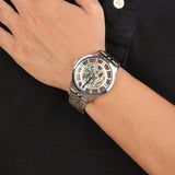 Fossil Townsman Automatic Skeleton Silver Dial Silver Steel Strap Watch for Men - ME3044 Authentic Buy Shop Now