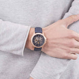 Fossil Grant Mechanical Blue Dial Blue Leather Strap Watch for Men - ME3054 Authentic Buy Shop Now