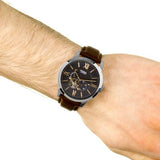 Fossil Townsman Automatic Black Dial Brown Leather Strap Watch for Men - ME3061 Authentic Buy Shop Now