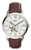 Fossil Townsman Automatic White Dial Brown Leather Strap Watch for Men - ME3064 Authentic Buy Shop Now