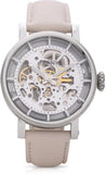 Fossil Boyfriend Automatic Skeleton Silver Dial White Leather Strap Watch for Women - ME3069 Authentic Buy Shop Now