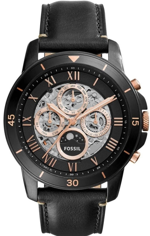 Fossil Grant Sport Automatic Skeleton Black Dial Black Leather Strap Watch for Men - ME3138 Authentic Buy Shop Now